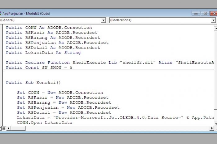 Aplikasi Penjualan Dengan Visual Basic 6 – Part 2 – Membuat Modul Koneksi