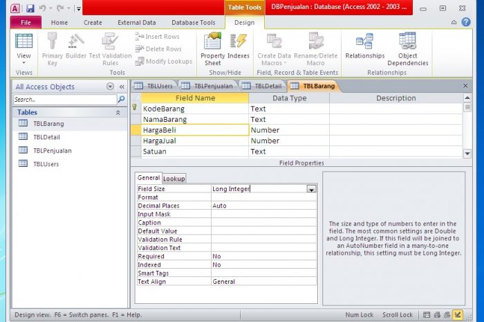 Aplikasi Penjualan Dengan Visual Basic 6 – Part 1 – Desain Database