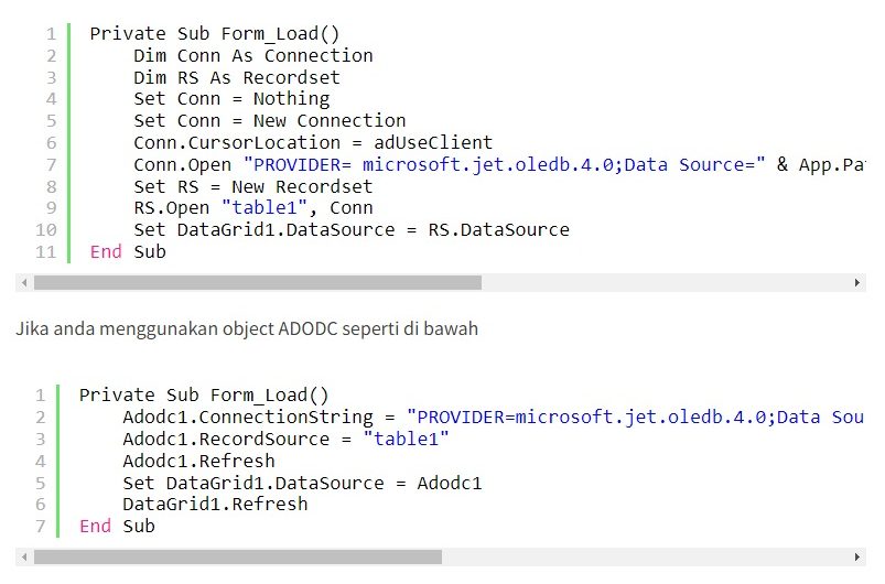 Membuat Koneksi Visual Basic 6 dengan Database MS Access