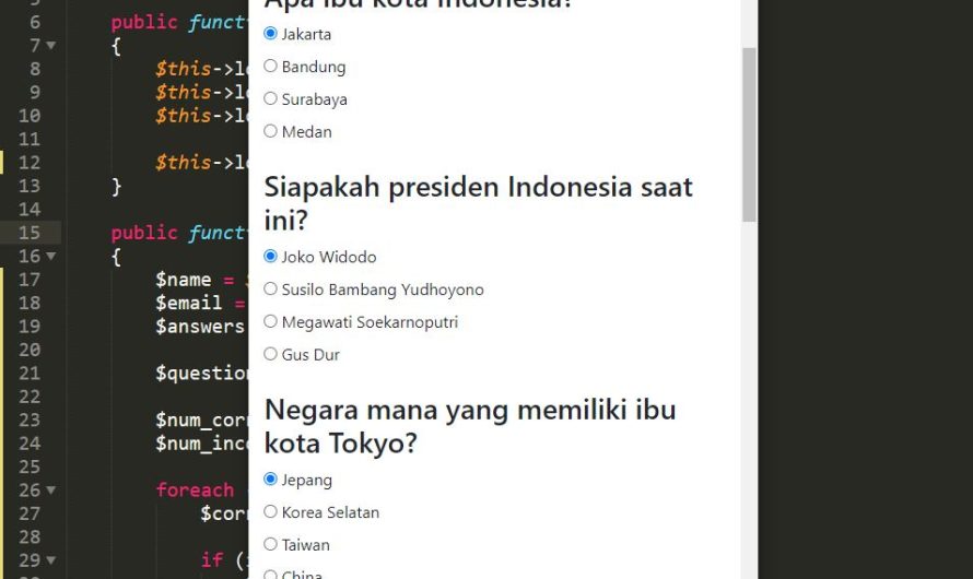 Membuat Quiz Sederhana Menggunakan Framework CodeIgniter