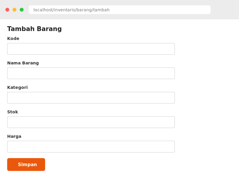 Form tambah barang