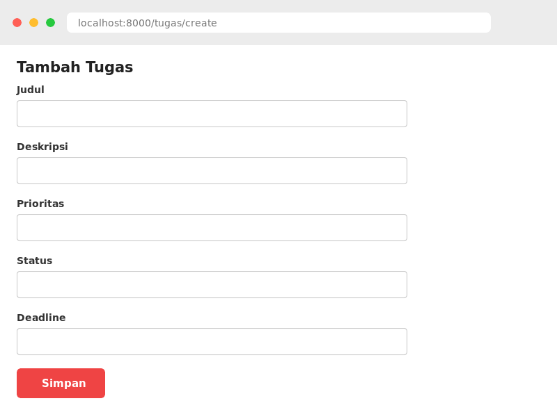 Form tambah tugas