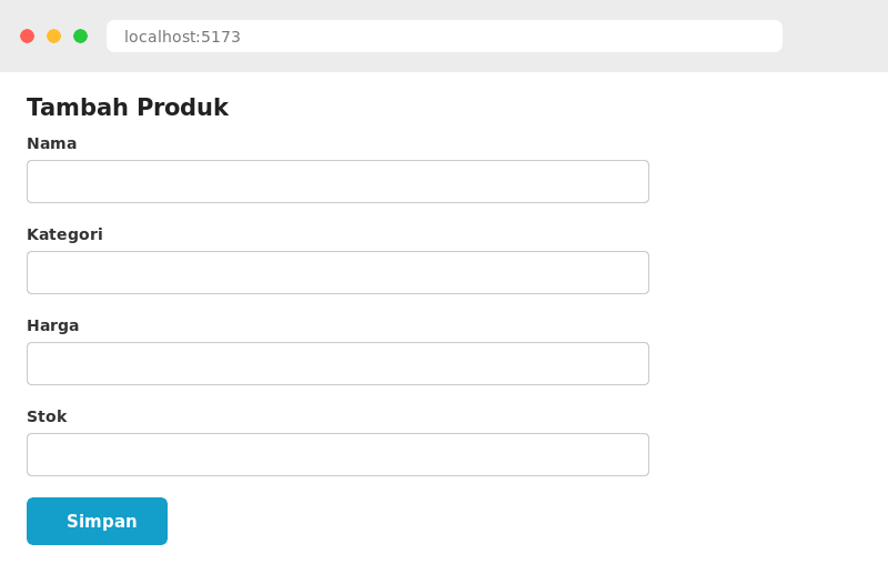 Form tambah produk di React