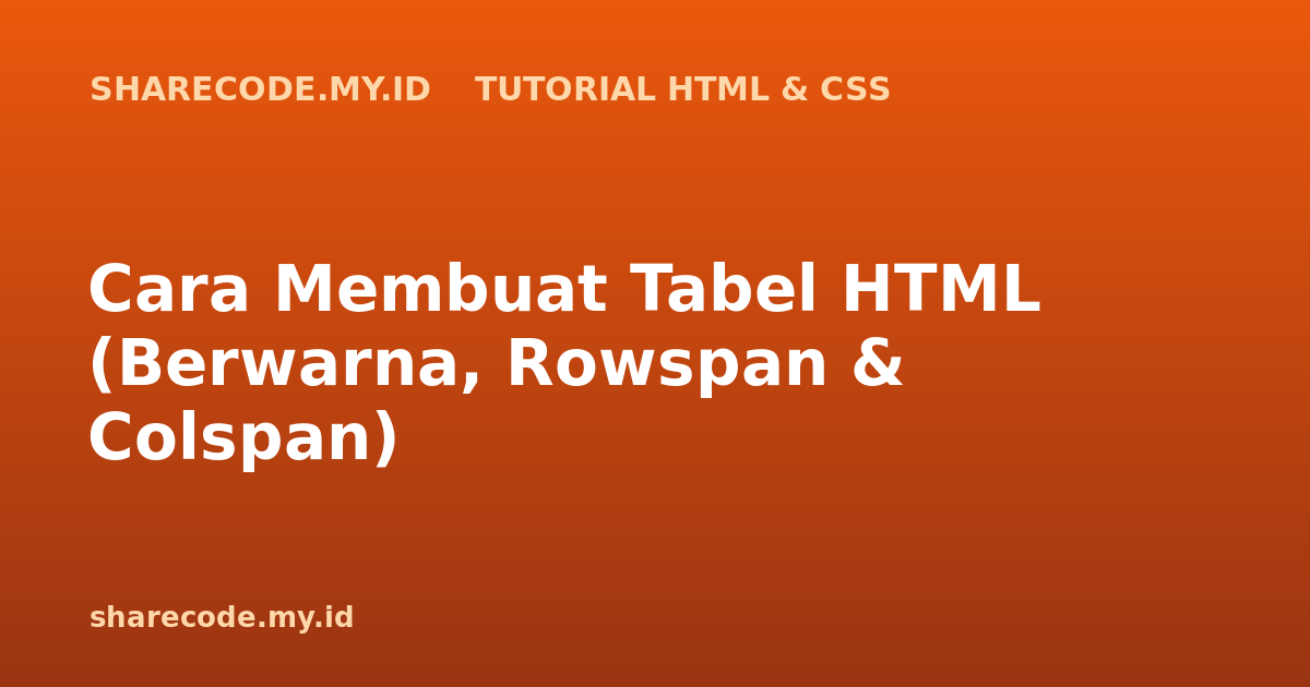 Cara Membuat Tabel HTML (Berwarna, Rowspan & Colspan)