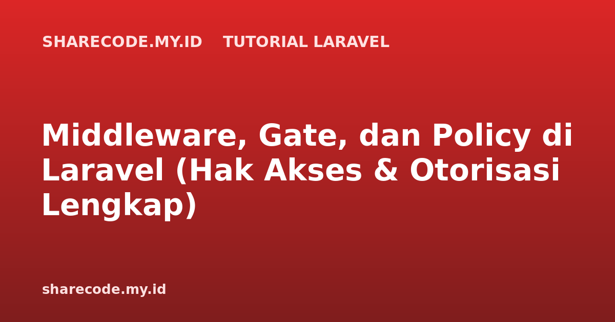 Middleware, Gate, dan Policy di Laravel (Hak Akses & Otorisasi Lengkap)